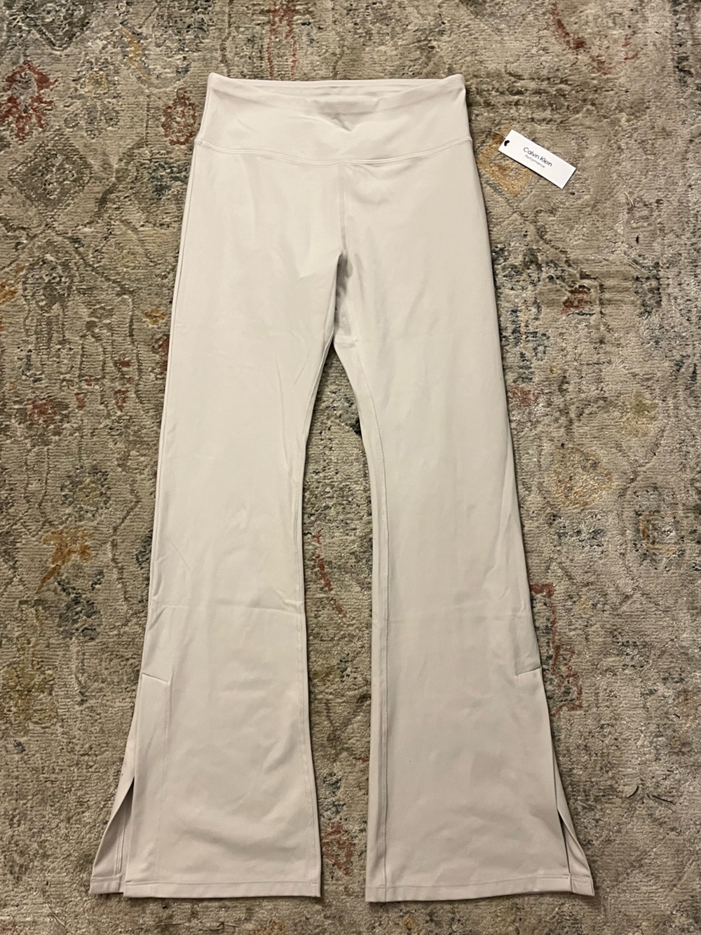 Calvin Klein Womens Light Beige/Off-White yoga pant/flare leggings